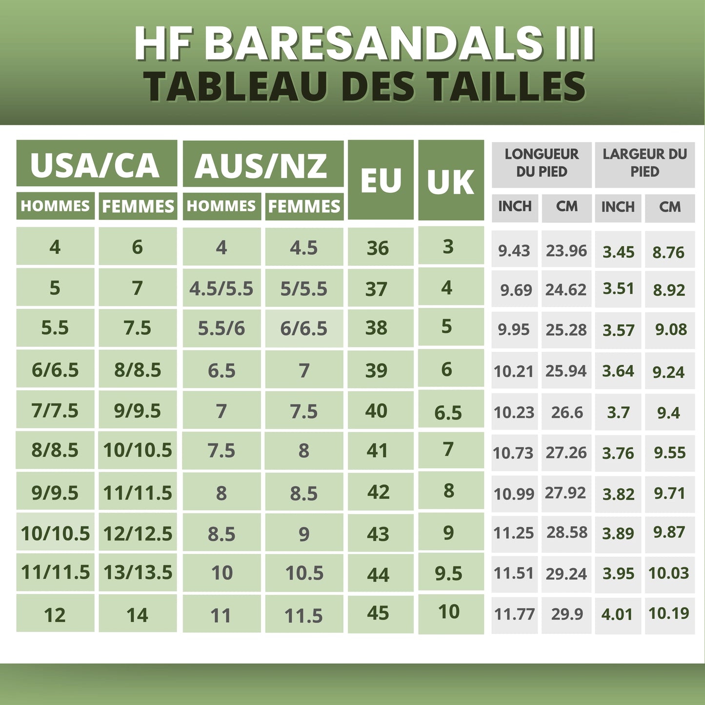 HF Baresandals III – Ergonomic Footbed & Ultra-Lightweight Barefoot Sandals (Unisex)